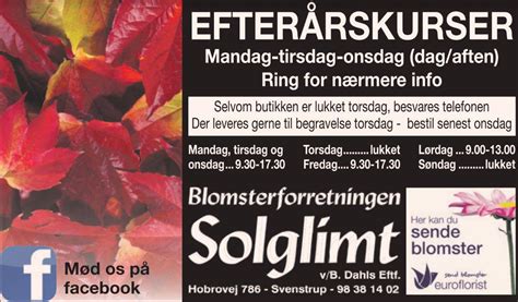 svenstrup blomster|Blomsterforretningen Solglimt 